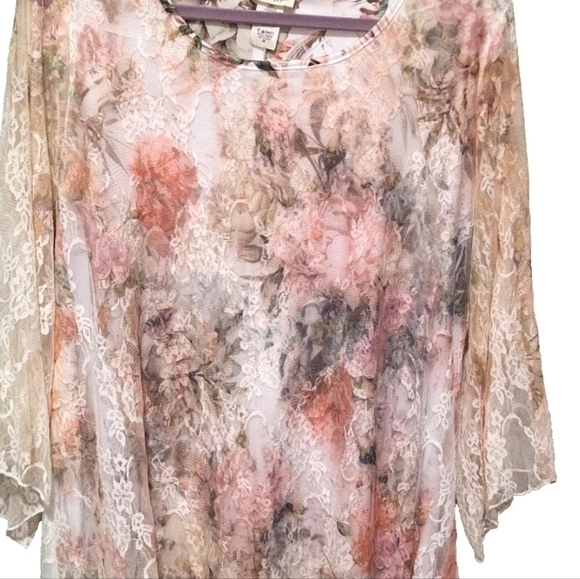 Vintage Y2K Lace Asymmetrical Top Sz 3X Light Fairy Grunge Indie Whimsigoth - Picture 4 of 6